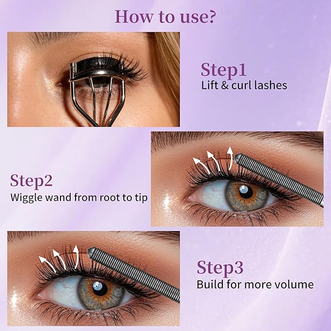 Iron Wand Mascara with Metal Wand, Long Lasting Waterproof Mascara, Black - Volumizing & Lengthening - 5D Curling - Smudge Proof - Washable Mascara for Dramatic Volume & Length