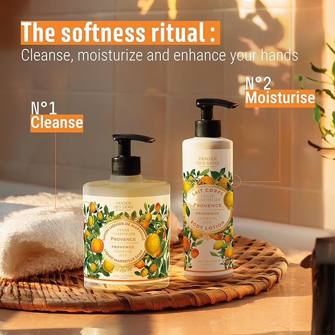 Panier des Sens – Citrus Hand & Body Lotion for Dry Skin - Hydrating Body Cream for Women - Nourishing Fluid Body Moisturizer Shea Butter & Olive Oil - 97% Natural Ingredients Body Care - 8.45 Floz