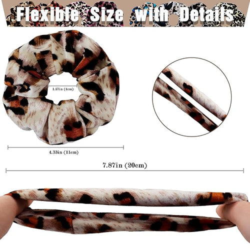 12 Pcs Scrunchies for Women, Girls Velvet Bulk Hair Scrunchie, Elastic Soft Ponytail Holder Hair Ties, Classic Hair Bands Perfect for Girls Hair Accessories(Leopard Print)