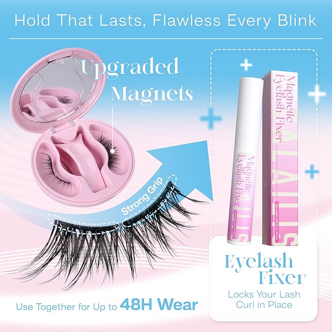 CALAILIS Magnetic Eyelashes with Applicator Upgrade Soft Magnetic Lashes Natural Look Reusable No Glue or Eyeliner Needed Easy to Wear and Remove (AN26)