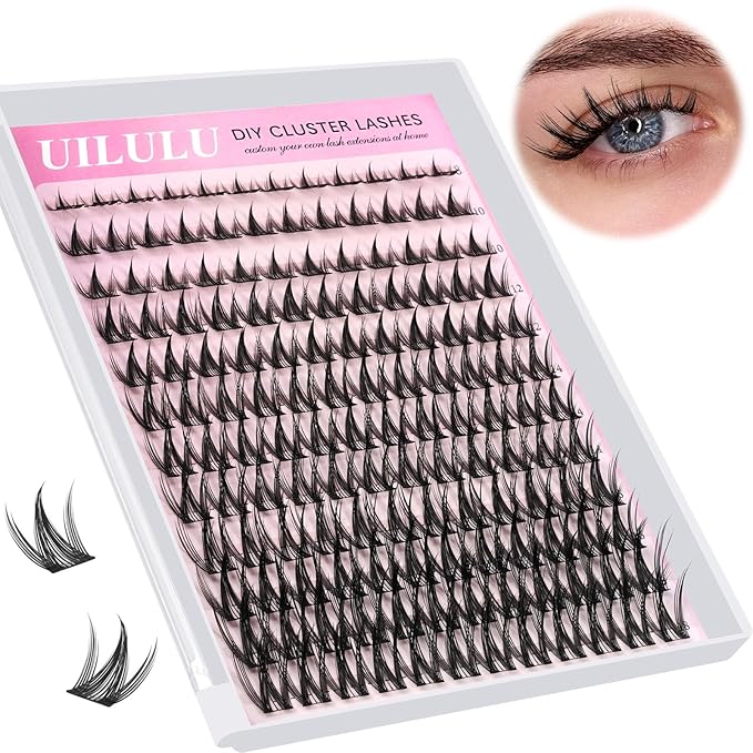 Uilulu Lash Cluster 10-18mm Wispy Lash Clusters DIY Eyelash Extensions Individual Cluster Lashes (U12 Lashes Only, C Curl, 10-18 MIX)