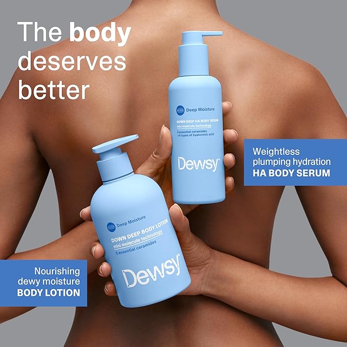 Down Deep Hyaluronic Acid Unscented Body Serum - Hyaluronic Acid Ceramide Serum for Deep Hydration, Light Body Care Moisturizer with Mini Molecule Technology, Fragrance Free Serum, 8 oz