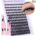 Pawotence Lash Clusters Kit Wispy Lash Extension Kit 10-18mm Cluster Eyelash Extensions Kit Individual Lashes 144pcs Eyelash Clusters with Lash Bond and Seal, Lash Tweezers for Self Use