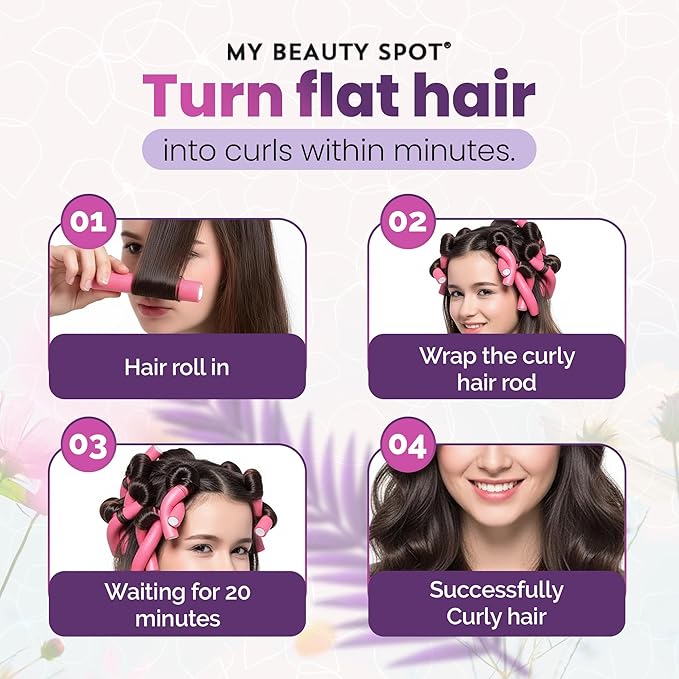 My Beauty Spot Flexi Rods Foam Hair Rollers 3/4" 5/8" and 1" Diameter Professional Salon Quality 12 Pcs Rubber Hair Rollers for Long, Medium and Short Hair (Purple)