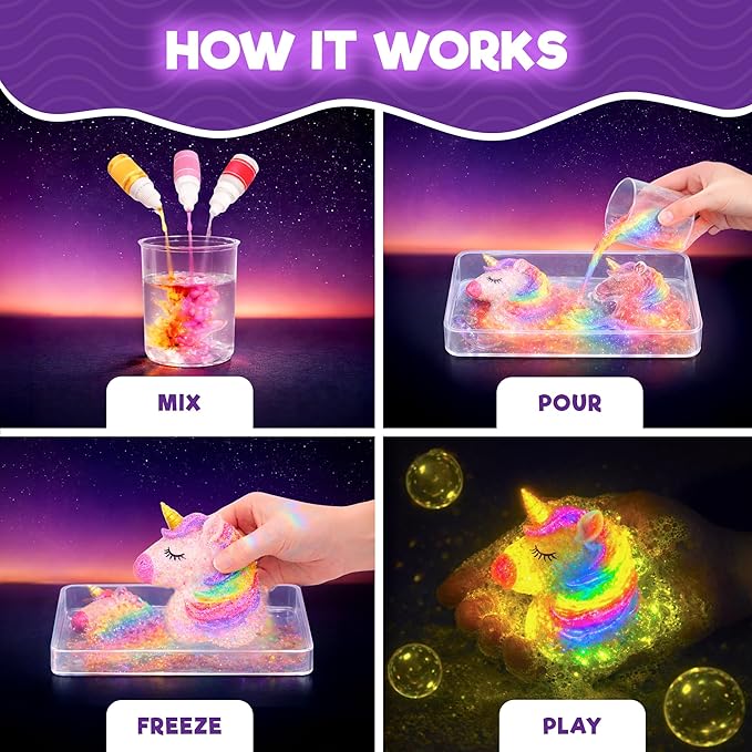 Doctor Jupiter Unicorn Glow Soap Making Kit for Kids, Unicorn Toys for Girls Ages 4-5-6-7-8 | Crafts for Girls, Birthday Gift Ideas for 4+ Year olds | 25+ Soap Recipes