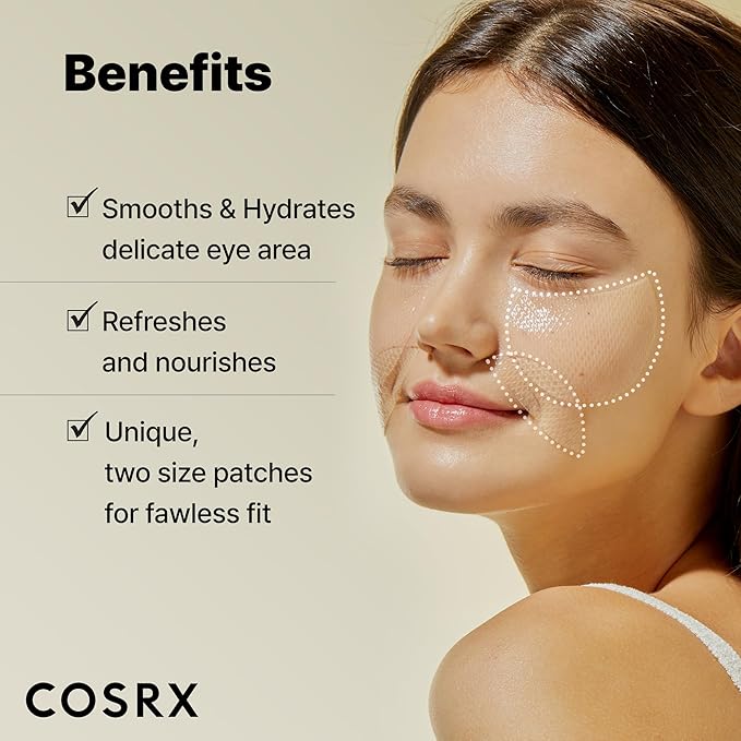 COSRX Advanced Snail Mucin Hydrogel Eye Patch for Fine Lines & Dry Under Eyes, Gel Serum Mask, Hydrating Under Eye Patches (60), Snail Eye Patches, Korean Skin Care