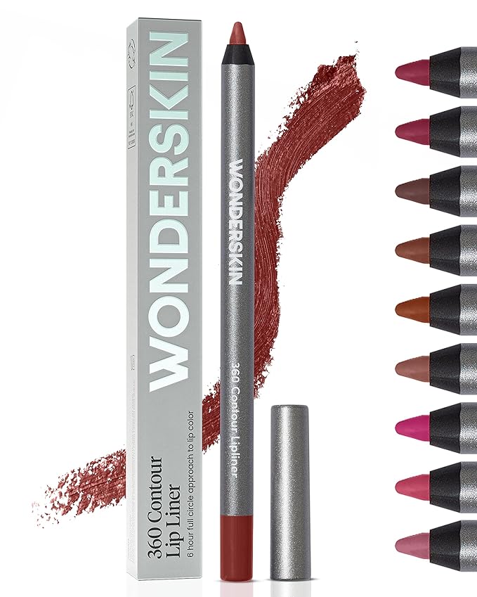 Wonderskin Lipliner Pencil - 360 Contour Lipliner, Long Lasting, Sharpenable Lip Pencil, Waterproof and Transfer-Proof Nude Lip Liner (Mahogany)