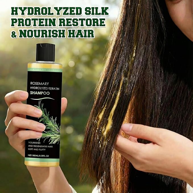 Rosemary Hair Growth Shampoo, Rosemary Hydrolyzed Keratin Shampoo for Thinning Hair – Strengthening & Volumizing Formula – Promotes Thicker Hair for Men & Women – Repairs Damaged – 100ml