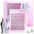 Geeneiya Venus Lashes Clusters Kit DIY Lash Extension, 8-14MM Invisible Lash Clusters, Soft Band Cluster Eyelash Extensions Kit with Waterproof Lash Bond and Seal, Lash Remover, Tweezers for Beginners