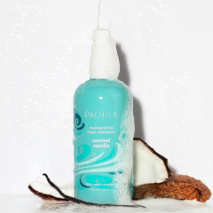 Pacifica Coconut Vanilla Moisturizing Foam Shampoo – Hydrating Foaming Shampoo for Dry, Dull or Damaged Hair, Lightweight Lather, Sulfate-Free Clean Beauty Vegan & Cruelty-Free Dermatologist Tested