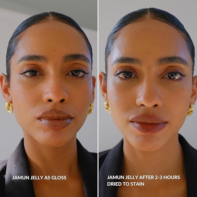 Mango People Hydrating Glossy Fruit Lip Stain, Long Lasting Tint & Oil Stain, Lightweight Lip Makeup with High-Shine Finish for Soft, Smooth and Nourished Lips - Jamun Jelly