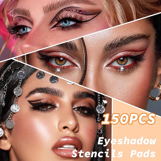 TORMEN 50pcs Eyeshadow Shields Stencils Pads Lint Free Under Eye Patches Prevent Fallout and Residue For Makeup Eyelash Extensions Eyeliner Lip Tinting Makeup