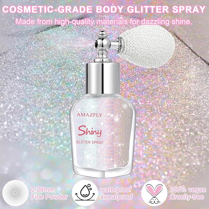 Hair and Body Glitter Spray, Shimmering Powder Sparkle Powder Makeup, Glitter Loose Sparkle Makeup for Body Highlighter,Festival Prom Rave Accessories (Dazzle)