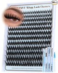 Goddvenus Fluffy Wispy Lash Clusters Kit Natural Eyelashes Clusters D Curl Cluster Eyelash Extensions Lightweight Individual Lashes DIY Eyelash Extension Kit with Waterproof Lash Cluster Glue