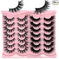loladook Fluffy Lashes Mink Natural Look Faux Mink Wispy Strip Lashes Cat Eye C Curl Fake Eyelashes Book 3D Volume Flase Eyelashes Pack 2 Styles