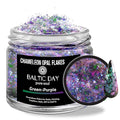 BALTIC DAY Chameleon Opal Flakes [Green/Purple] – Color Shift Mica Pigment Powder for Epoxy Resin, Tumblers, Nail Art, Eyeshadow, Makeup, Molds, and More – Chrome Color Shift Powder