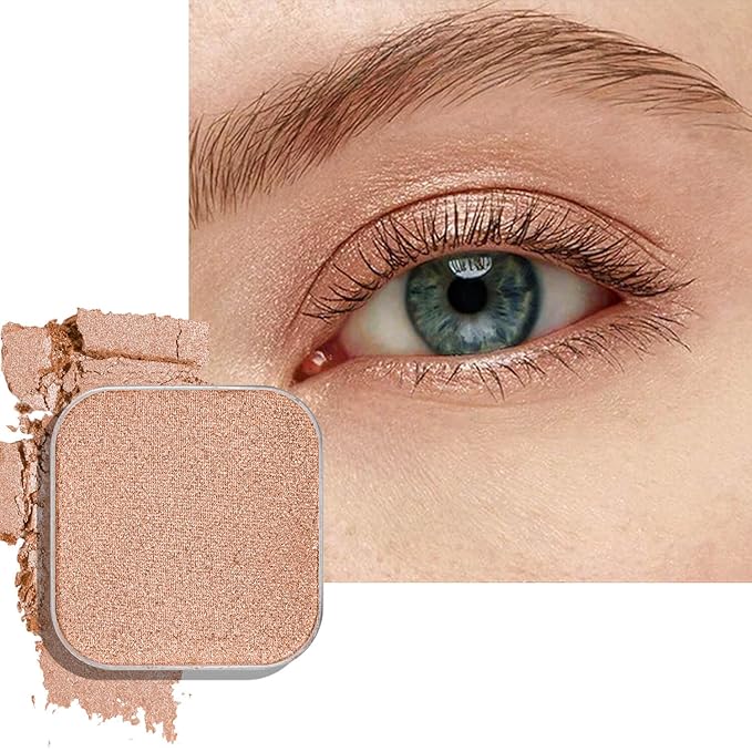 Refill Shimmer Champagne Single Eyeshadow with Pan (No Case), Light Gold Highlight Shade, Smooth Blendable Long-Lasting Powder, Fits Magnetic Palette (Champagne Glow)