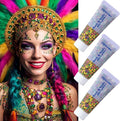 Mardi Gras Gold Hair Face Glitter,Mardi Gras Outfit for Women,Green Purple Gold Mixed Holographic Self-Adhesive Body Glitter,Festival Chunky Sequins Carnival Costume New Orleans Decorations