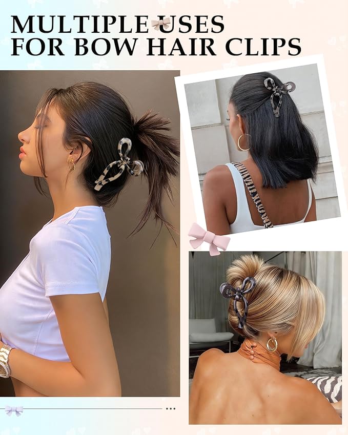 4 PCS Bow Hair Clips for Women Bow Claw Clip 5" Extra Large Hair Claw Clips for Thick and Long Hair Cute Bows Big Clip Mother’s Day Gift for Mom