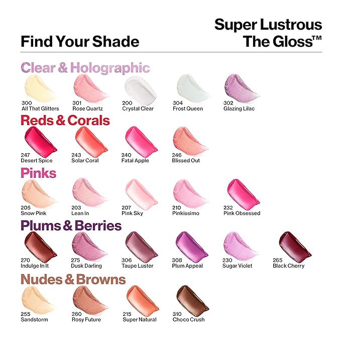 REVLON Super Lustrous Lip Gloss,Non-Sticky,Hydrating,High Shine Finish,215 Super Natural,0.13 oz,(Pack of 2)