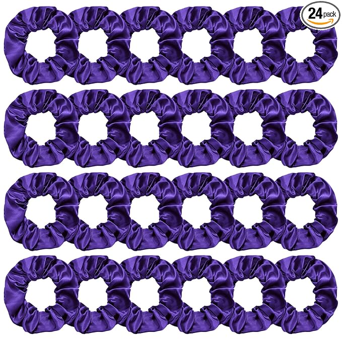 Silk Satin Scrunchies for Women Girls 24 PCS Hair Scrunchies Silk Satin Hair Ties for Thick Hair Bulk Hair Ties Hair Accessories