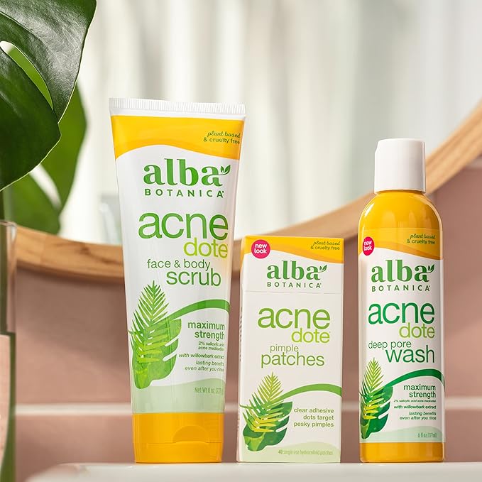 Alba Botanica Acnedote Maximum Strength Face & Body Scrub, 8 Oz (Pack of 2)