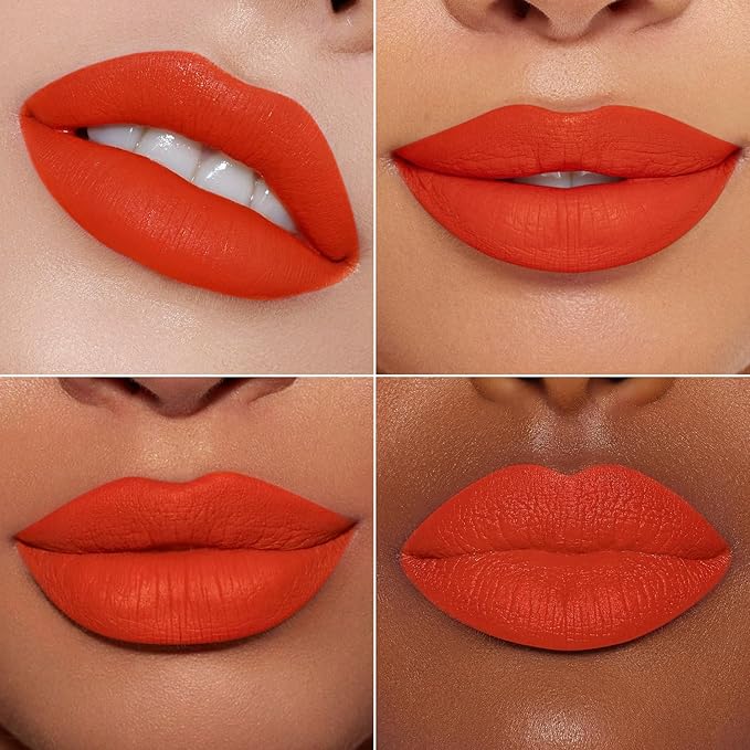 MAKI YIKA 3Pcs Matte Liquid Lipstick Makeup Set Dark Red Nude Orange Lipstick Long Lasting Smudgeproof Transfer Proof Lip Makeup, DarkRed/Nude/Orange | quick dry, waterproof