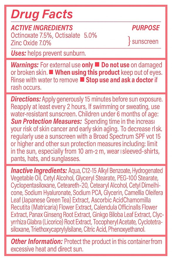 Sunscreen for face - Advanced Protection SPF 30, Full Spectrum UVA/UVB, Fragrance-Free, Lightweight, Vitamins C,E, Zinc Oxide, Japanese Green Tea, Gingko Biloba, Ginseng, Licorice Extracts 3.3 FL.OZ