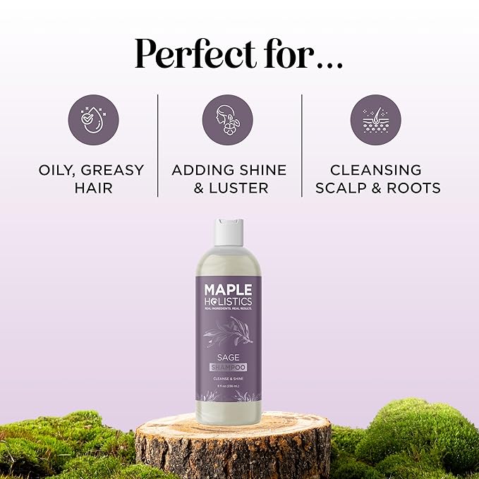 Sage and Rosemary Shampoo Sulfate Free - Sage Oil Clarifying Shampoo for Build Up and Scalp Moisturizer - Oily Hair Shampoo for Greasy Hair and Dry Scalp Treatment with Essential Oils for Hair