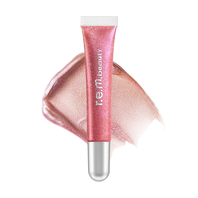 r.e.m. beauty by ariana grande On Your Collar Plumping Lip Gloss | High Shine Plumping Gloss | Hydrating Comfort | Iridescent Duochrome Finish (7 Rings)