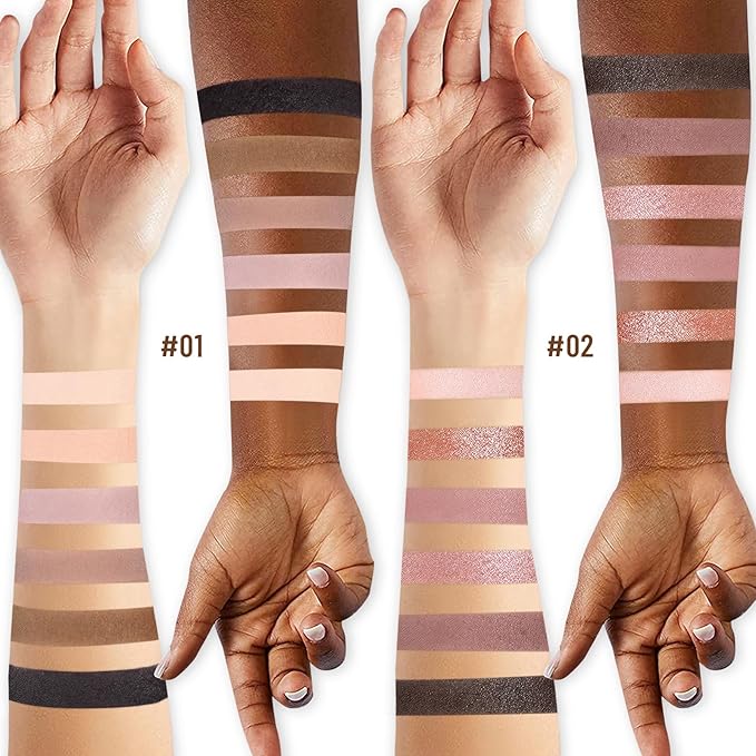 SUSIKEKI 2PCS Neutral Nude Matte Shimmer Eyeshadow Palette - 6 Colors Mini Travel Size, Highly Pigmented Brown & Pink Eye shadow, Long Lasting Vegan Makeup Palette with Brush Set for Daily Use