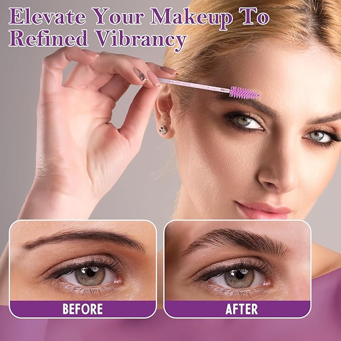 230 Pcs Brow Lamination Supplies with Plastic Box Crystal Purple Micro Eyebrow Brush Spoolies Disposable Lip Applicators Eyelash Brush Mascara Wands Micro Swabs Brow Lamination Kit for DIY Eyelash