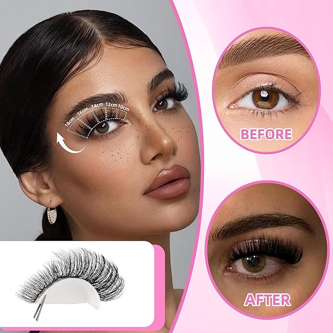 YIDUO Volume Lash Clusters Kit 255Pcs Wispy Individuals Eyelash Extension Kit 3 Styles Thick Clusters Lashes Extensions Kit with Bond and Seal |Tweezers |Removers |Eyelash & Eyebrow Brush