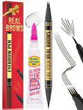 Vevivia Eyebrow Pen - Eyebrow Gel Clear, Dual-Ended Eye Brow Pencils for Women with 4-Fork-Tip and Precise Brush-Tip for Natural Hair-Like Strokes, Last All Day Eyebrow Pencil, Black Brown