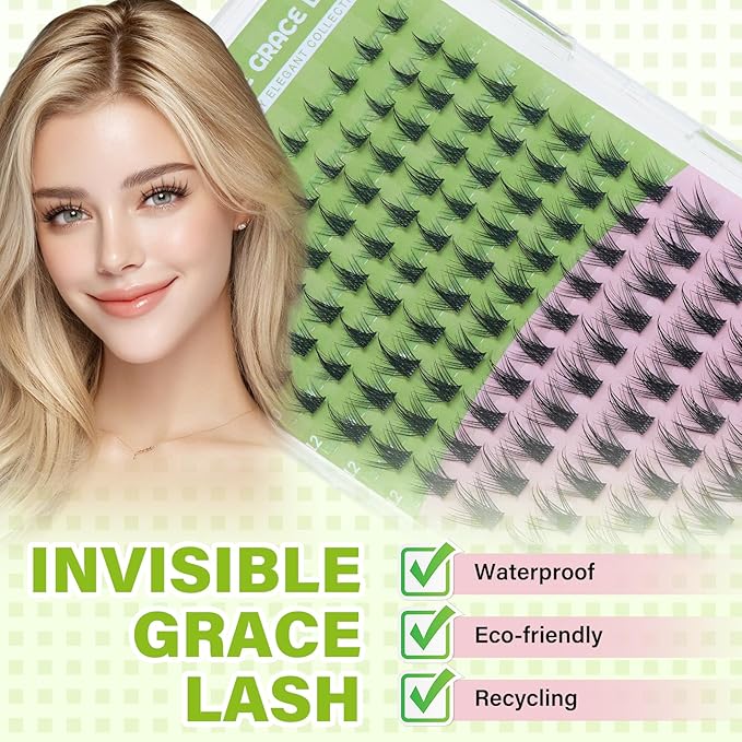 KEYYOU Sicily Lash Clusters Fairy Eyelash Extension CC Curl 120Pcs Eyelash Extension Wispy Natural Invisible Band Lash with Waterproof DIY Lash Extension at Home(Sicily-CC-8-16MIX)