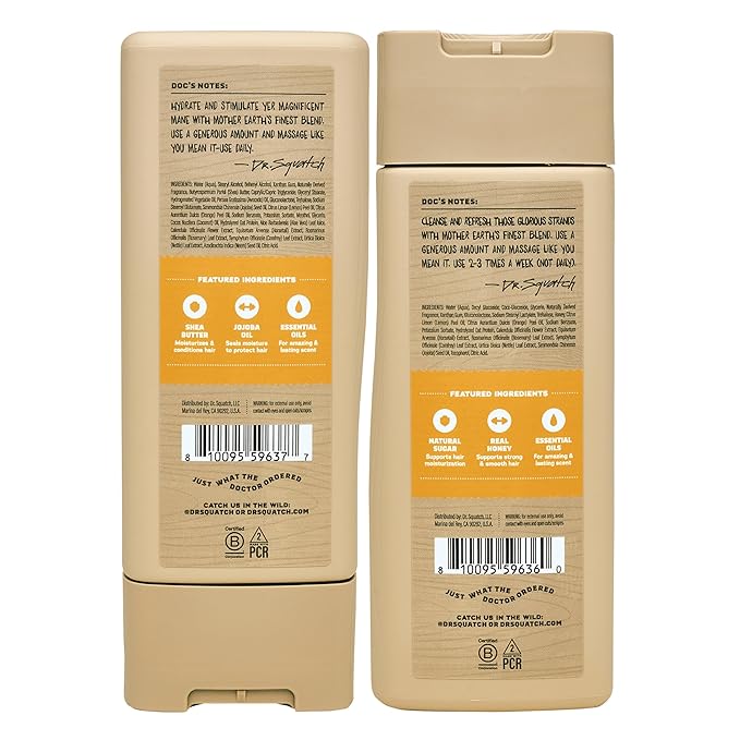 Dr. Squatch Men's Natural Shampoo and Conditioner Set – Sulfate & Paraben Free Natural Shampoo and Conditioner for Men – Scalp Nourishing Formula – Summer Citrus (11 fl oz, 2-Pack)