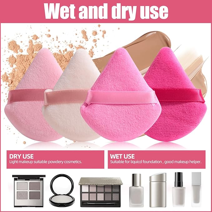 BS-MALL Makeup Sponge Set, Triangle Makeup Blending Sponge Puffs, 20 Pieces, Cosmetic Applicators (Pink)