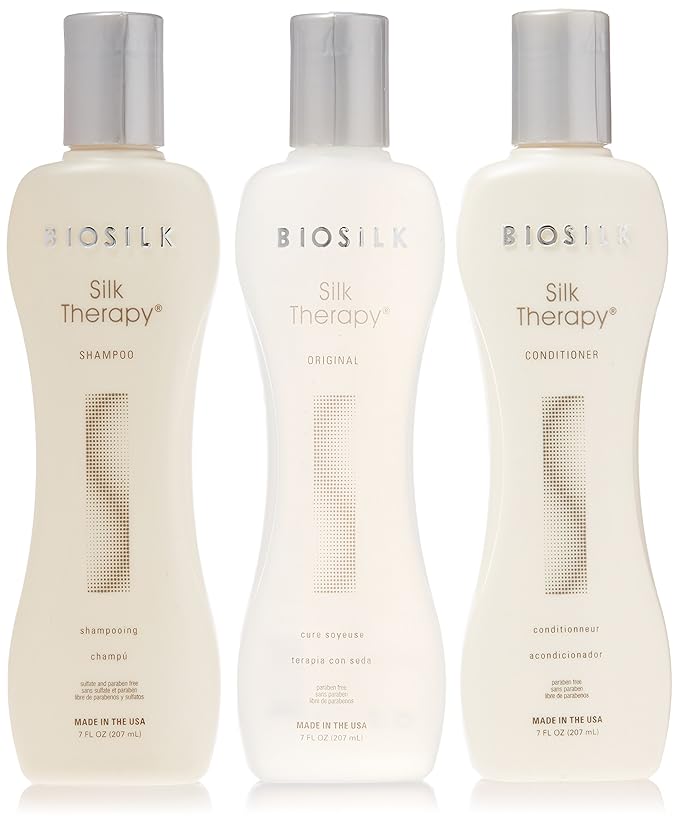 BioSilk Silk Therapy Trio Gift Set: Silk Infused Shampoo, Conditioner & Serum for All Hair Types, Restores & Maintains Hair Health, Paraben & Sulfate Free, 21 Fl Oz