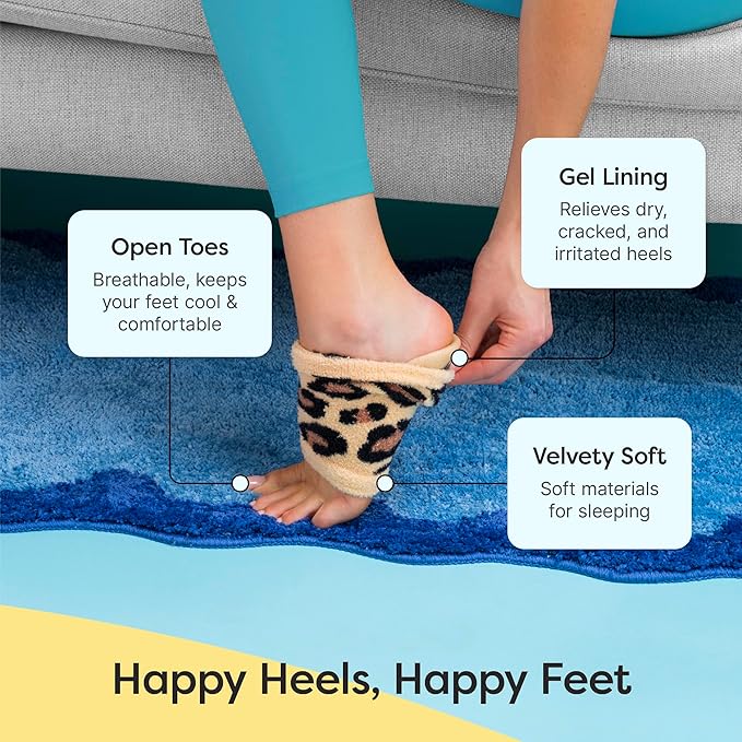 ZenToes Moisturizing Socks for Cracked Heel Treatment, Vitamin E, Olive Oil and Jojoba Oil Infused Heel Socks, Spa Gifts for Women, Mothers Day Gifts (Cheetah, Regular)