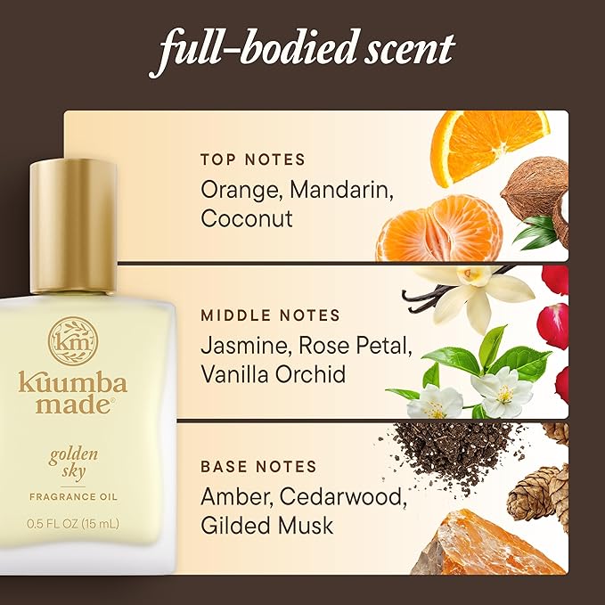 Kuumba Made Golden Sky Fragrance Oil, Long-Lasting Scented Oil Perfume Roller, Vegan, Alcohol-Free, 0.5 Fl Oz Fl Oz