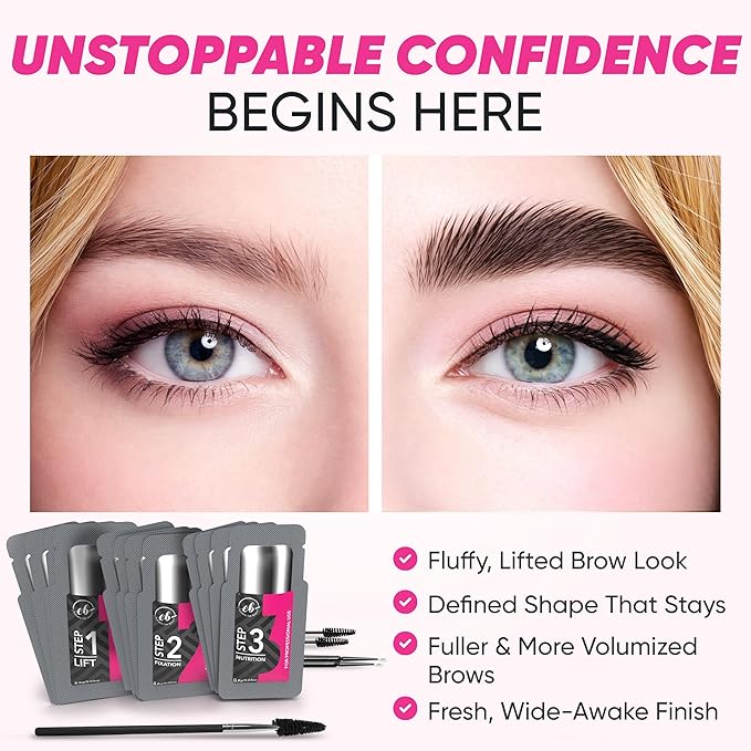 Elevate the Beauty Professional Brow Lamination Kit | Eyebrow Lamination Kit for Professional or DIY Use | 5 Laminations with Individual Sachets | Training Ebook & Brushes Included