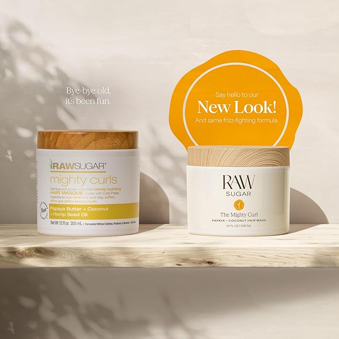 Raw Sugar The Mighty Curl Bundle - Shampoo, Conditioner & Hair Mask, Defines & Nourishes Curls, Formulated without SLS/SLES & Parabens, Color-Friendly, Vegan