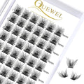 QUEWEL Cluster Lashes 72 Pcs Wide Stem Individual Lashes C/D Curl 8-16mm Length DIY Eyelash Extension False Eyelashes Soft for Personal Makeup Use at Home (Fluffy-C-14)