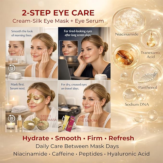 GONIM Eye Patches Collagen Under Eye Patches with Eye Serum, Retinol PDRN Eye Masks for Puffy Eyes and Dark Circles, Anti Aging Cream-Silk Texture Under Eye Mask, Gifts for Women, Hydrating 8 pcs