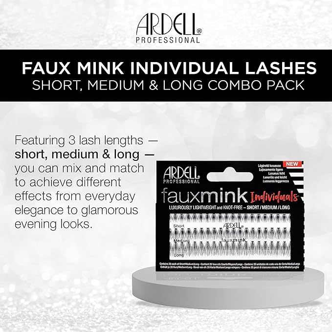 Ardell Faux Mink DIY Lash Clusters - Cluster Eyelash Extensions, Individual Lashes, Lash Extension Short, Medium & Long Combo, 4 Pack
