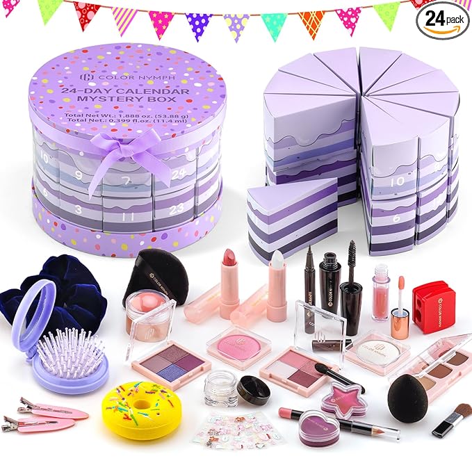 Color Nymph Makeup Advent Calendar 2025, 24 Days Advent Calendar Mystery Box for Christmas, Makeup Gift Sets - Xmas Beauty Countdown Calendar Cosmetics Kit for Women Girls Teens Daughters #Purple