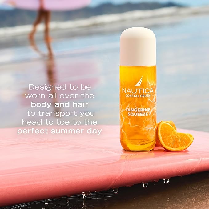 Nautica Tangerine Squeeze, a Citrus Gourmand Hair & Body Mist for Women, Notes of Tangerine, Jasmine, and Sandalwood, Long Lasting, 8.0 fl oz
