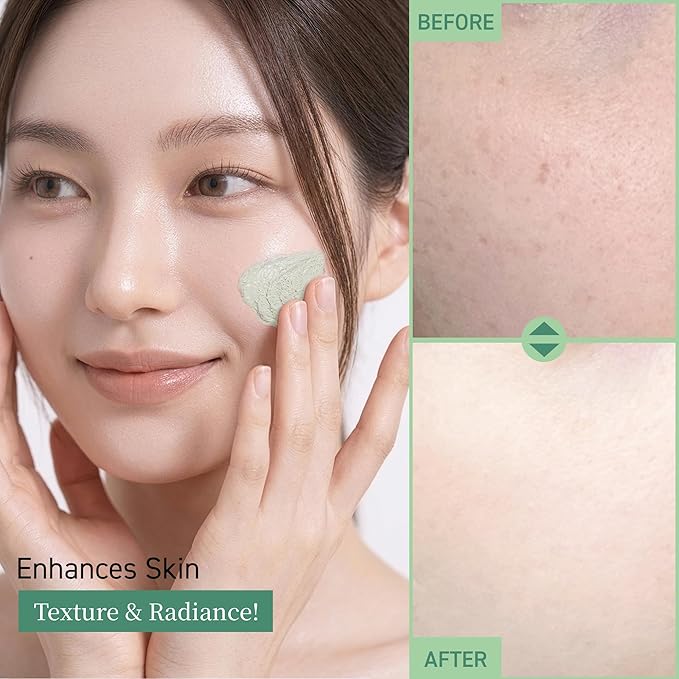 Green Clay Enzyme Cleanser, Whitehead Remover Powder Cleanser, Deep Pore Cleansing with PHA, Gentle Exfoliating Face Wash, Facial Scrub for Blemish-Prone Skin, Korean Skin Care