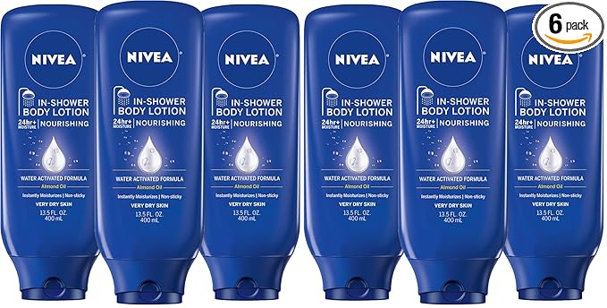 NIVEA Nourishing In Shower Lotion,Body Lotion for Dry Skin,13.5 Fl Oz Bottle,(Pack of 6)