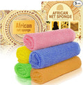 5 Pieces African Net Sponge – Deep Cleansing & Exfoliating Mesh for Glowing Skin – Stretchable, Quick-Dry Material for Daily Shower Use (Yellow, Pink, Green, Blue, Orange)